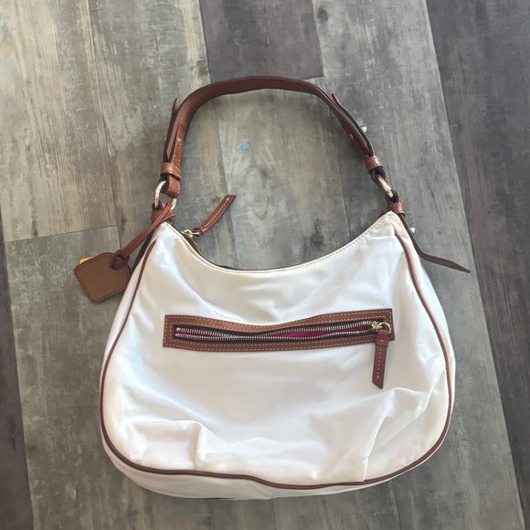 Dooney & Bourke cream nylon shoulder bag purse - Picture 2 of 4